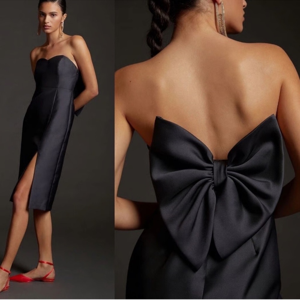 Hutch Black Strapless Bow-Back Midi Dress